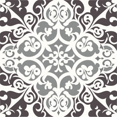 Seamless damask pattern vector background. Vintage baroque ornament