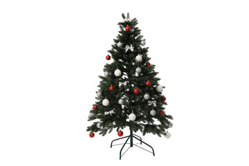 PNG,Decorated Christmas tree, isolated on white background