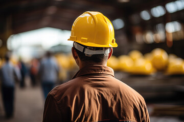 Unrecognizable Worker In A Yellow Hard Hat