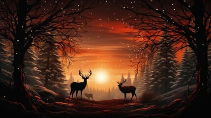 Christmas Background With Reindeers, Merry Christmas Background , Hd Background