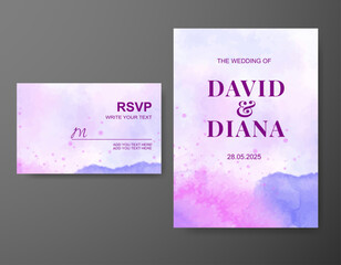 Naklejka na ściany i meble Wedding invitation with abstract watercolor background
