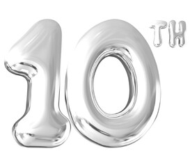 Fototapeta premium 10 th anniversary - silver number anniversary