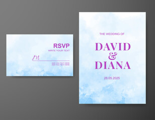 Fototapeta premium Wedding invitation with abstract watercolor background