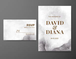 Wedding invitation with abstract watercolor background