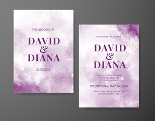 Wedding invitation with abstract watercolor background