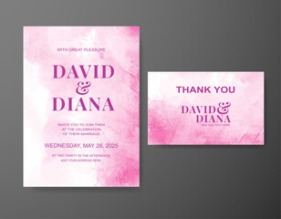 Fototapeta premium Wedding invitation with abstract watercolor background