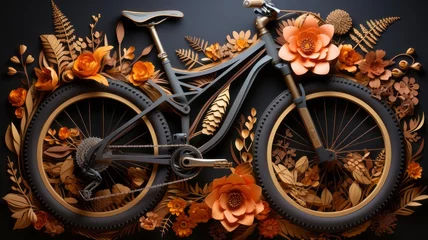 Türaufkleber artistic bicycle with flowers made of paper © senadesign