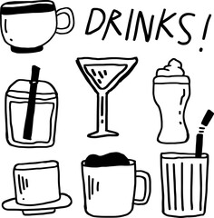 hand drawn cute doodle line for templates.