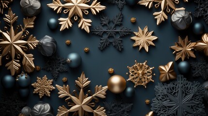 Merry Christmas New Year Card With Snowflakes Golden, Merry Christmas Background , Hd Background