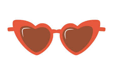 Heart vintage sunglasses. Groovy retro fashion cartoon style.