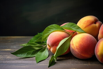 Fresh peaches on the table close up