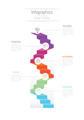 Infographic 5 stair options design elements for your business data. Vector Illustration.