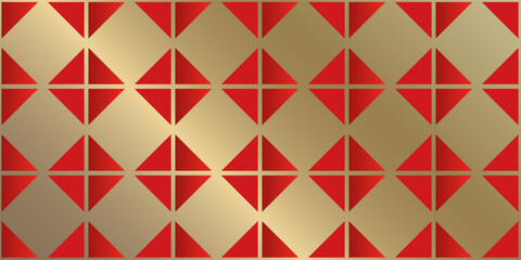Fototapeta premium Geometric seamless vector pattern in red and gold colors. Festive pattern in Chinese style for textiles, wrapping paper, covers, wallpaper, backgrounds, cards.