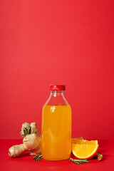 Concept of healthy liquid - ginger turmeric drink