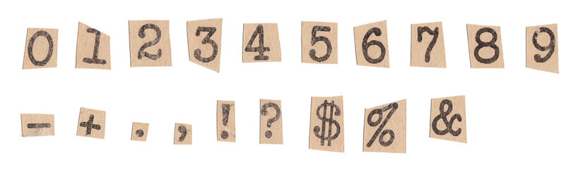 Old Newspaper Cutout Numbers