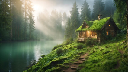 Fototapeta premium misty morning in the forest