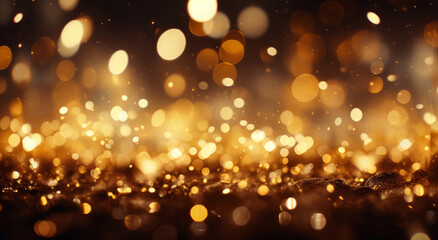 Fototapeta na wymiar Glitter abstract lights. Golden dust and shine. Luxury bokeh backdrop.
