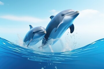 Energetic Pod Of Dolphins Joyfully Leaps Out Of Water