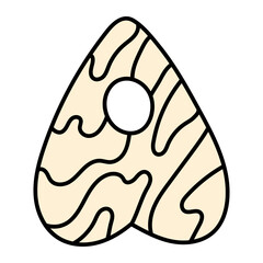 Cute doodle illustration in flat style, Ouija board, fortune telling arrow isolated on white background. Items for fortune tellers, witchcraft.