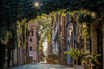 Le quartier de Transtevere à Rome au petit matin
