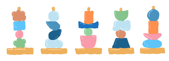 Handmade children's toys for Montessori games. Montessori system for early childhood development. Educational wooden toys