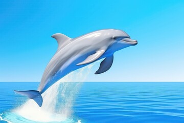 Obraz premium Dolphin Joyfully Leaping In The Sea