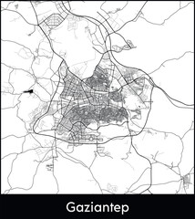 Naklejka premium Gaziantep Minimal City Map (Turkey, Asia) black white vector illustration