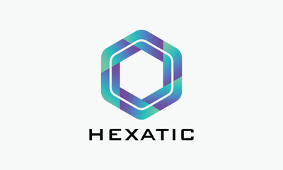 Logo vector hexagonal blue color minimalist emblem company concept technology secure design