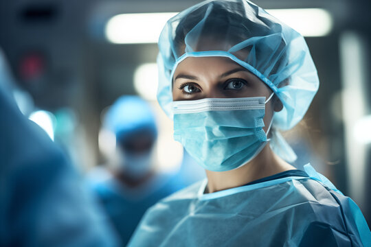 Female anesthesiologist in operating room 