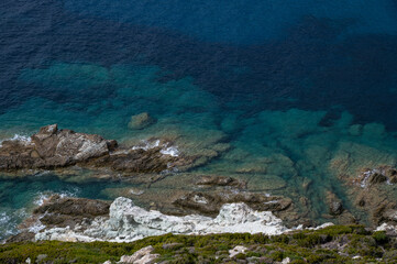 View op Cap  Corse in Corsica with Luro, Pino, Canari, Alba and Genoese tower