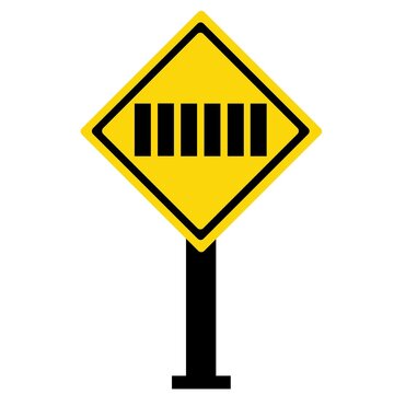 Highway signs with poles at crossings or zebra crossings