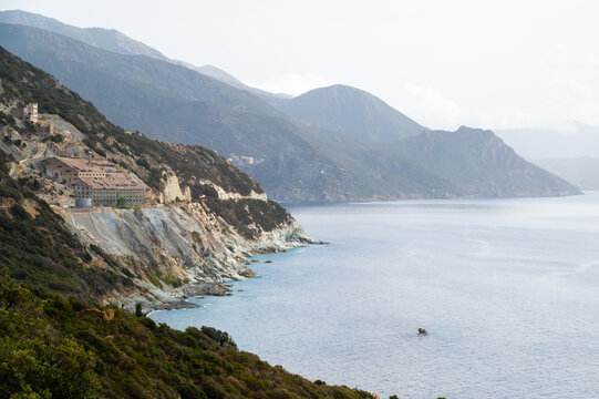 View op Cap  Corse in Corsica with Luro, Pino, Canari, Alba and Genoese tower
