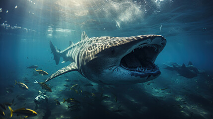 Fototapeta na wymiar Whale shark and scuba divers
