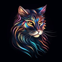 Portrait of a cat. Vector illustration on a dark background