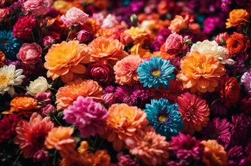 Colorful autumn chrysanthemum flowers as a background.