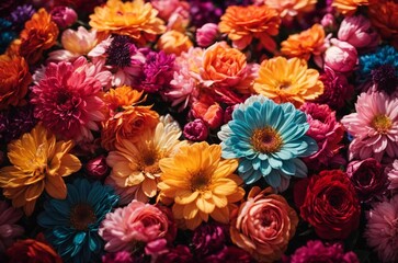 Colorful autumn chrysanthemum flowers as a background.