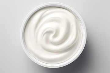 Creamy Yogurt In Closeup Topdown View. Сoncept Food Styling, Food Photography, Closeup Shots, Topdown View, Creamy Yogurt