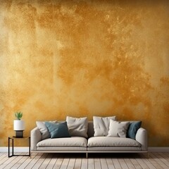 Modern interior design living room with blue sofa 3D rendering image.