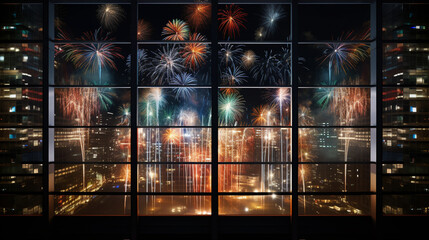 Firework new year background.AI generative.