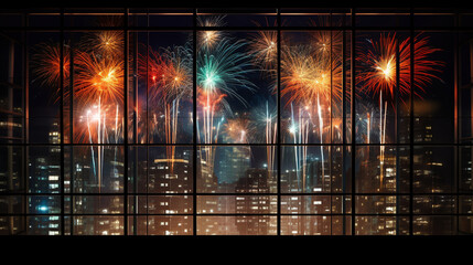 Firework new year background.AI generative.