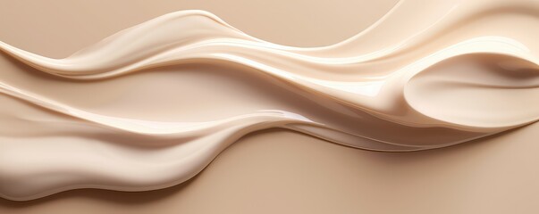 Cosmetic Cream Smeared On Beige Background, Captured From Top View