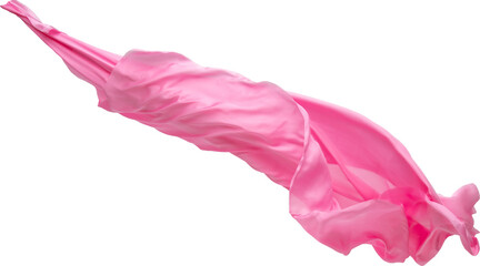 Floating pink silk scarf isolated on white background 