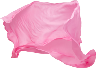 Floating pink fabric isolated on white