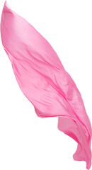 Flying Pink silk fabric scarf on white background png 