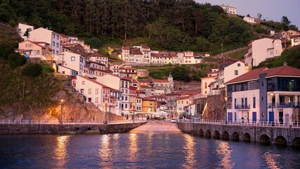 view of the coastal small town of Cudillero in Asturias, Spain