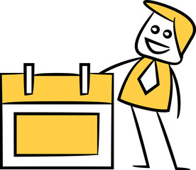 Doodle Businessman and Calendar Illustration
