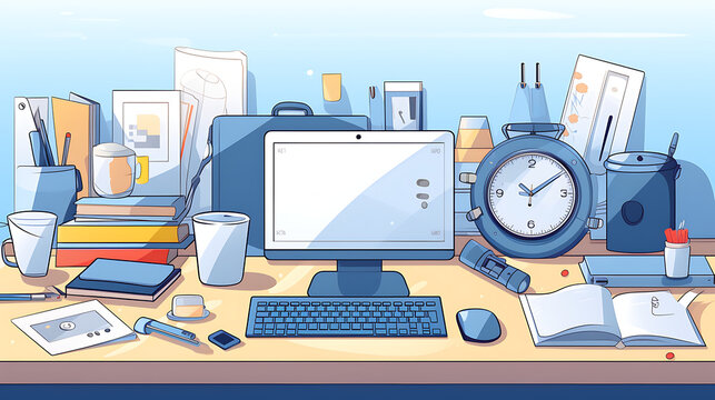 a well-organized workspace with neatly arranged items, decluttered desk, and optimized workflow, emphasizing the importance of an organized work environment 