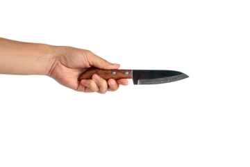 Fotobehang Hand and knife on a transparent background  © apinya