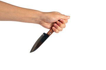 Hand and knife on a transparent background 