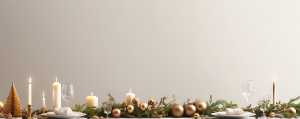 Christmas Dinner Table Frame With Festive Decorations